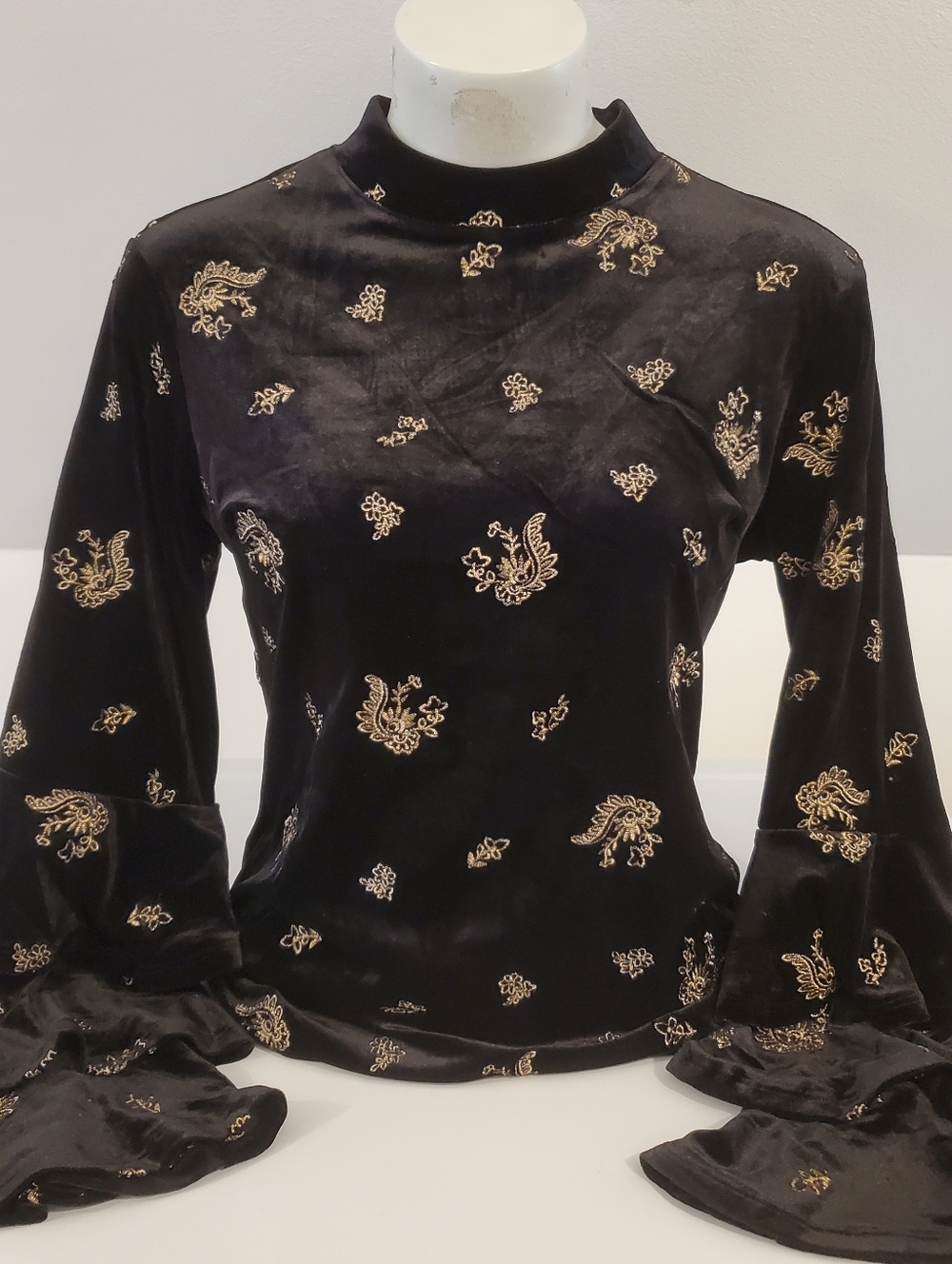 Gothic Velour Top w Bell Sleeves